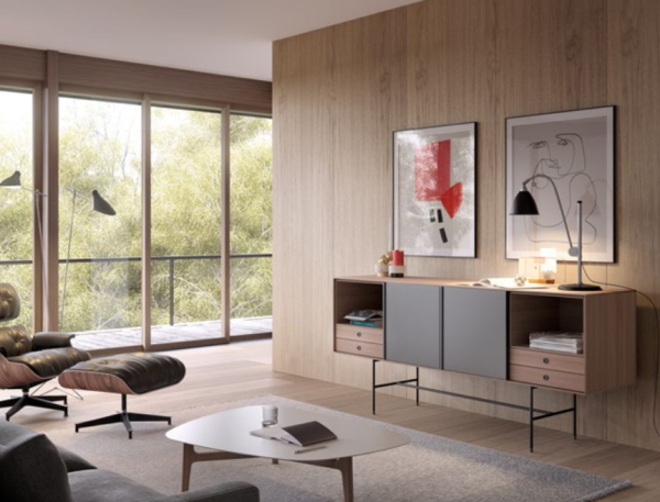 Treku Aura Sideboard Nussbaum Moosgrün Graphite